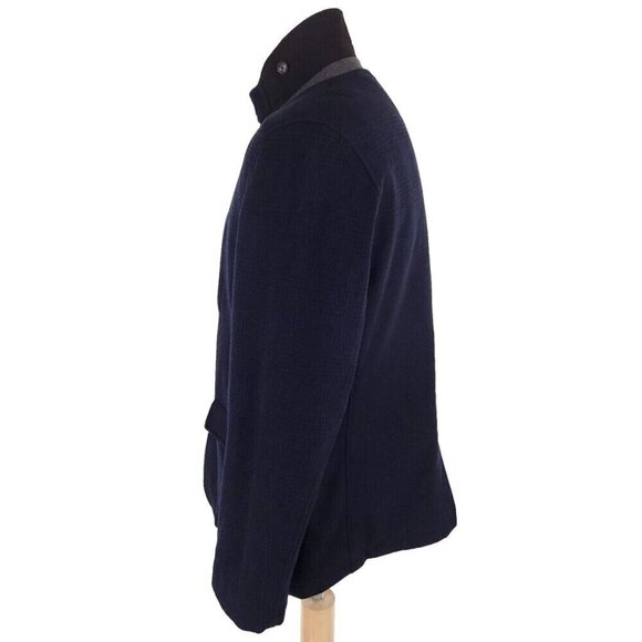 Hart Schaffner Marx Forrester Wool Blend Coat M Mens Navy Plaid - Picture 8 of 14